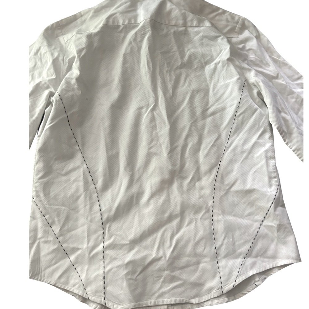 Faconnable Contrast Stitch Button Down Shirt | Wh… - image 5